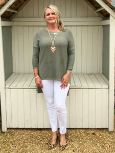 Lana Long Soft Knit in Green - Feathers Of Italy 