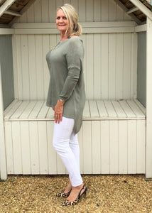 Lana Long Soft Knit in Green - Feathers Of Italy 
