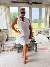 Load image into Gallery viewer, Amalfi Linen Ruffle Dress in White Made In Italy by Feathers Of Italy One Size
