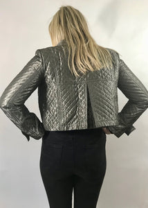 burberry pewter ladies quilted satin cropped jacket uk 8