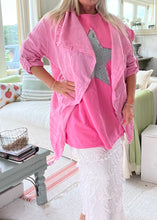 Load image into Gallery viewer, Venice Cotton Jacket in Bubblegum Pink One Size  Feathers Of Italy Made In italy
