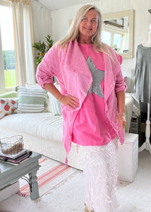 Venice Cotton Jacket in Bubblegum Pink One Size  Feathers Of Italy Made In italy