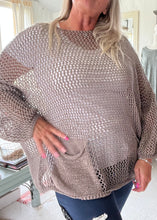 Load image into Gallery viewer, Valentino Loose Knit Baggy Jumper In Taupe Made in Italy by Feathers Of Italy
