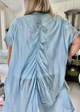 Load image into Gallery viewer, Rimini Silk Edge Oversized Top in Blue feathers of italy made in italy
