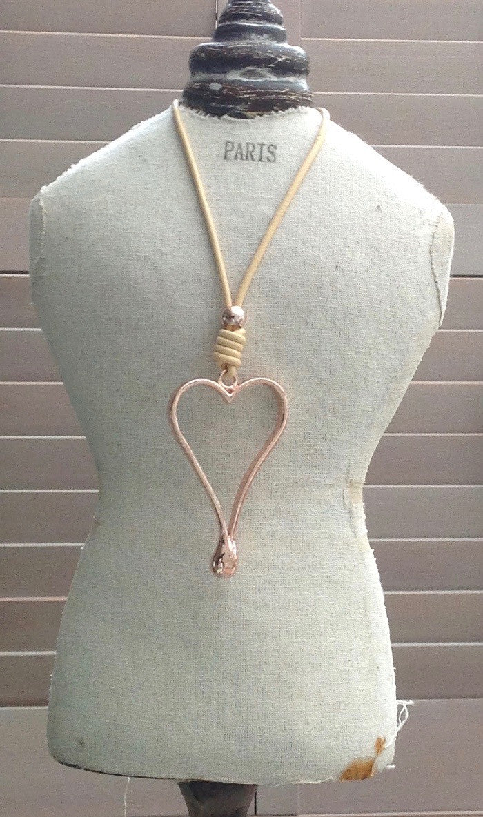 Large Heart Pendant in Rose Gold - Feathers Of Italy 