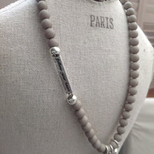 Load image into Gallery viewer, Heart, Tassel &amp; Ball Necklace in Silver &amp; Grey - Feathers Of Italy 
