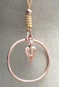 Rose Gold Pendant Necklace with Heart & Hoop - Feathers Of Italy 