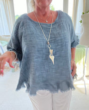 Load image into Gallery viewer, Florentina Raggy Cotton Top In Various Colours Made In Italy | Feathers Of Italy 
