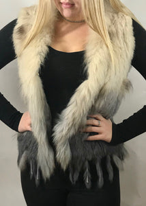 Luxury Coney Fur stunning Two Tone short Fur Gilet with bottom edge detail by Feathers Of Italy One Size - Feathers Of Italy 