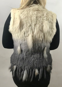 Luxury Coney Fur stunning Two Tone short Fur Gilet with bottom edge detail by Feathers Of Italy One Size - Feathers Of Italy 