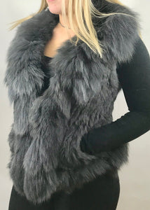 Luxury Fur Gilet in Slate Grey by Feathers Of Italy - Feathers Of Italy 