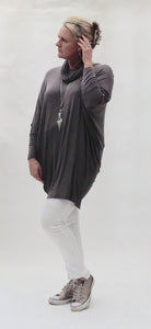 Pisa Snood Oversized Top in Mushroom - Feathers Of Italy 