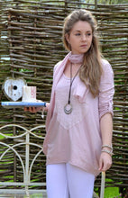Load image into Gallery viewer, Sienna Soft Cotton Sequin Heart Top With Scarf in Pink Made In italy By Feathers Of Italy One Size - Feathers Of Italy 
