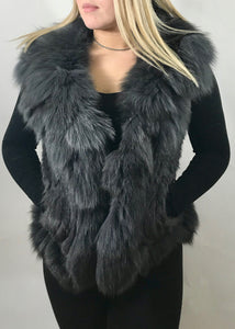 Luxury Fur Gilet in Slate Grey by Feathers Of Italy - Feathers Of Italy 