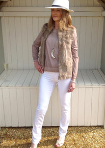 Fur Gilet in Mocha by Feathers Of Italy - Feathers Of Italy 