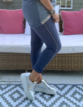 Load image into Gallery viewer, Amazing Woman Crinkle Jeans in Khaki with Draw String Waist With Silver Star Stud Side Detail One Size

