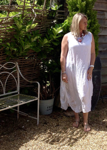 Garda Linen Long Dress - Feathers Of Italy 