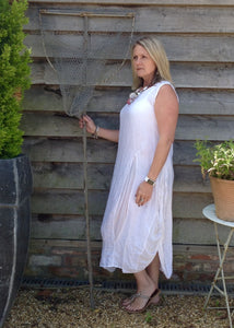 Garda Linen Long Dress - Feathers Of Italy 