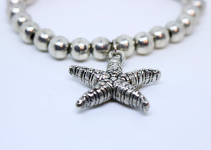 Starfish Silver coloured Stretchy Bracelet - By Feathers Of Italy - Feathers Of Italy 