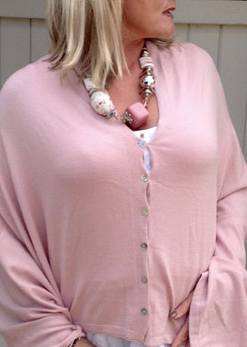 Sicily Five Way Poncho in Pink - Feathers Of Italy 
