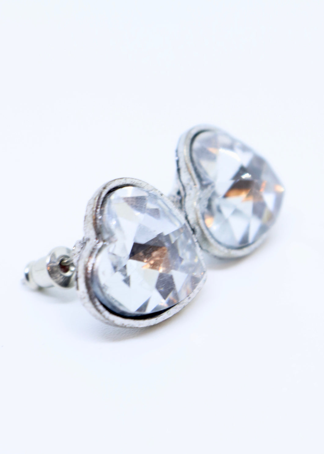Limited Edition Heart Shaped Stone Earrings Silver Coloured - By Feathers Of Italy - Feathers Of Italy 