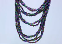 Load image into Gallery viewer, Silver and Multi Coloured Purple and Blue Mix Bead Necklace - by Feathers Of Italy - Feathers Of Italy 
