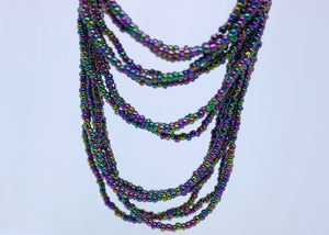 Silver and Multi Coloured Purple and Blue Mix Bead Necklace - by Feathers Of Italy - Feathers Of Italy 