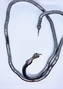 Bendy Snake Necklace or Bracelet in Gunmetal Grey - Feathers Of Italy - Feathers Of Italy 