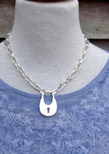 Load image into Gallery viewer, Silver Choker Lock Detail Necklace - Feathers Of Italy 
