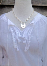 Load image into Gallery viewer, Silver Choker Lock Detail Necklace - Feathers Of Italy 
