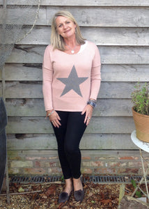 Star Knit Jumper In Pink - Feathers Of Italy 