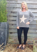 Load image into Gallery viewer, Star Knit Jumper In Grey - Feathers Of Italy 
