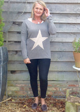 Load image into Gallery viewer, Star Knit Jumper In Grey - Feathers Of Italy 
