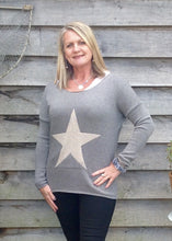 Load image into Gallery viewer, Star Knit Jumper In Grey - Feathers Of Italy 
