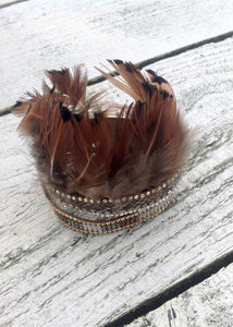 Fermignano Feather and Bead Bracelet in Grey - Feathers Of Italy 