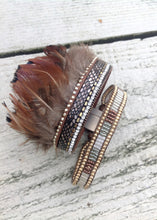 Load image into Gallery viewer, Fermignano Feather and Bead Bracelet in Grey - Feathers Of Italy 
