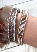 Load image into Gallery viewer, Fermignano Feather and Bead Bracelet in Grey - Feathers Of Italy 
