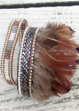 Load image into Gallery viewer, Fermignano Feather and Bead Bracelet in Grey - Feathers Of Italy 

