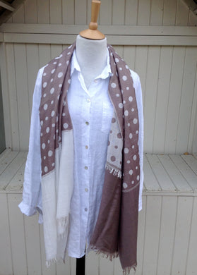 Dotted Luxury Italian Scarf in Mocha - Feathers Of Italy 