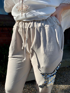 Rocca Side Star Sequinned Joggers In Various Colours - Feathers Of Italy 