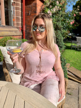Load image into Gallery viewer, Romo Sheer T Shirt Top in Pink Made In Italy By Feathers Of Italy One Size - Feathers Of Italy 
