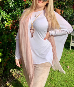 Gauli Oversized Fine Knit Top in White Made In Italy by Feathers Of Italy One Size - Feathers Of Italy 