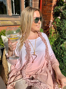 Dip Dyed Oversized Cotton Top in Pink One Size - Feathers Of Italy 