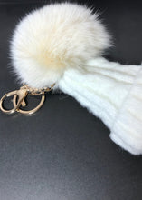 Load image into Gallery viewer, Limited Edition Bobble Hat Pom Pom Key Ring in Green or White - By Feathers Of Italy - Feathers Of Italy 
