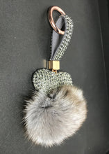 Load image into Gallery viewer, Limited Edition Heart Fur Key Ring in Grey or White Diamond Encrusted - Feathers Of Italy 
