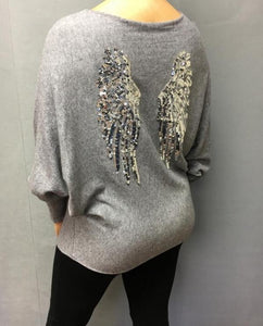 Limited Edition Angora Angels Batwing Jumper In Grey Made In Italy By Feathers Of Italy - Feathers Of Italy 