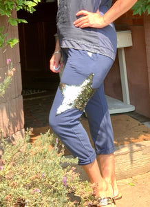 Rocca Side Star Sequinned Joggers In Various Colours - Feathers Of Italy 