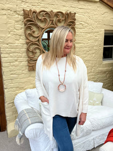 Monaco Cream Open Cardigan with Pockets