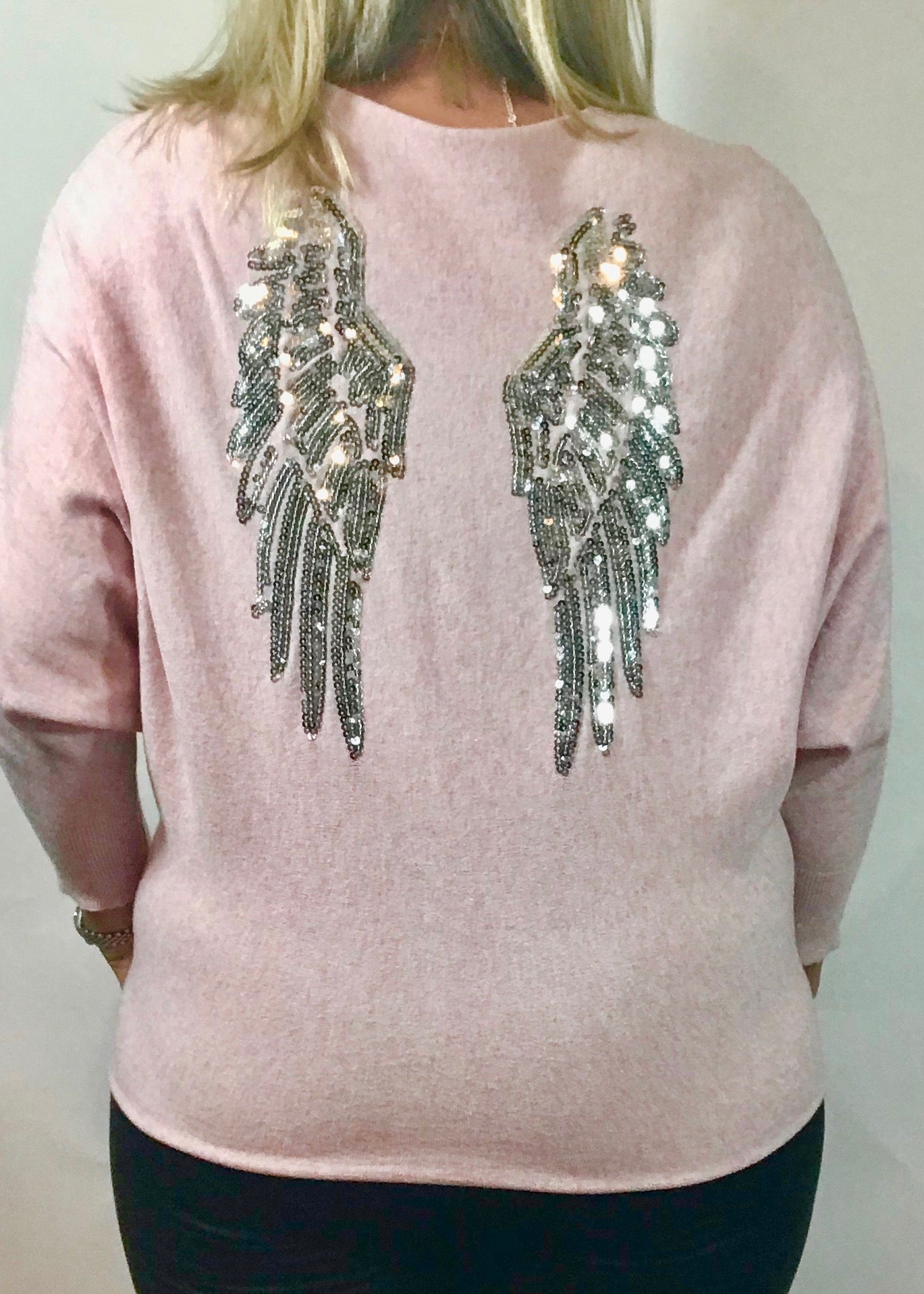 Jumper with sequin sales wings on back