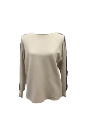 Sebastiano Seqined Jumper in Winter Cream - Feathers Of Italy 